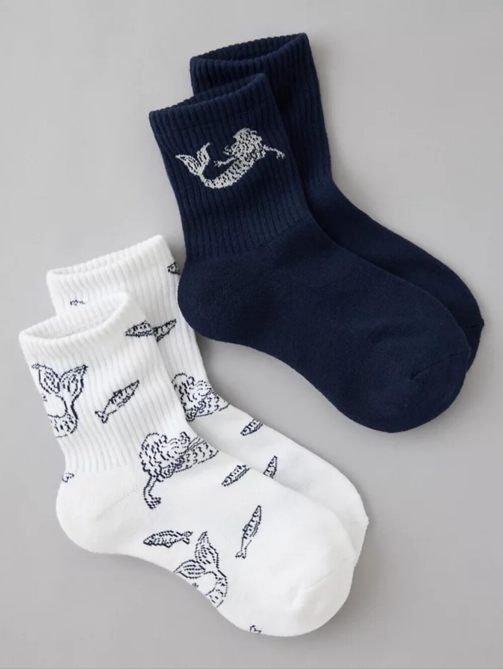 ❣️🪷NWT American Eagle AE Graphic Cropped Crew Socks 2-Pack, Dark Indigo